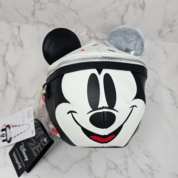 NWT Loungefly Disney Mickey Mouse Hot Cocoa Mug Face Holiday Crossbody Bag - Picture 1 of 5